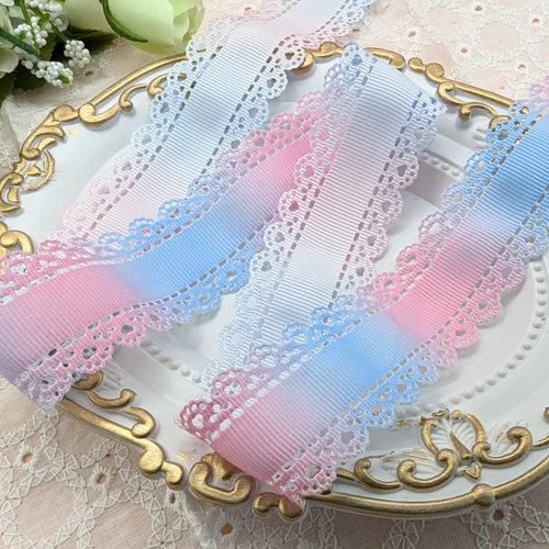 1m】ハートの型抜きレースグログランリボン 幅30mm 全14種類 リボン