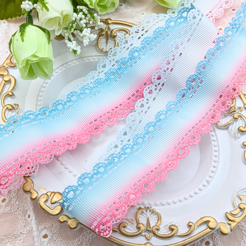 1m】ハートの型抜きレースグログランリボン 幅30mm 全14種類 リボン