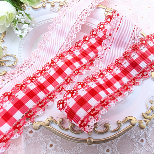 1m】ハートの型抜きレースグログランリボン 幅30mm 全14種類 リボン