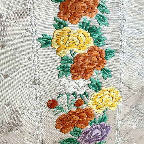 絹の帯から2wayクラッチバッグ 沢山の牡丹花文柄 帯リメイク343