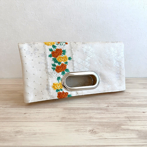 花模様シルク着物帯の2waysクラッチバッグ c26b985e8f16961757a258b11017ee