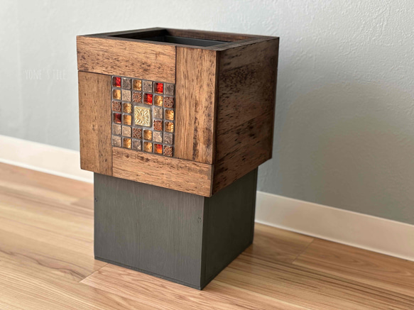 天板タイル　ダストボックス　15L×3　ゴミ箱　ナチュラルカラー　アンティーク 天板タイル ダストボックス 15L×3 ゴミ箱 ナチュラルカラー