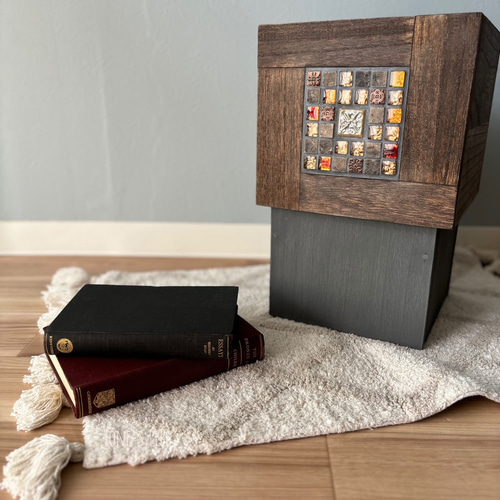 天板タイル　ダストボックス　15L×3　ゴミ箱　ナチュラルカラー　アンティーク 天板タイル ダストボックス 15L×3 ゴミ箱 ナチュラルカラー