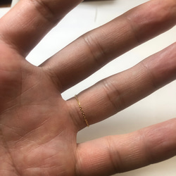 K18  1ミリ幅　カットアズキ　チェーンリング 18金 イエローゴールド リング 指輪 4枚目の画像