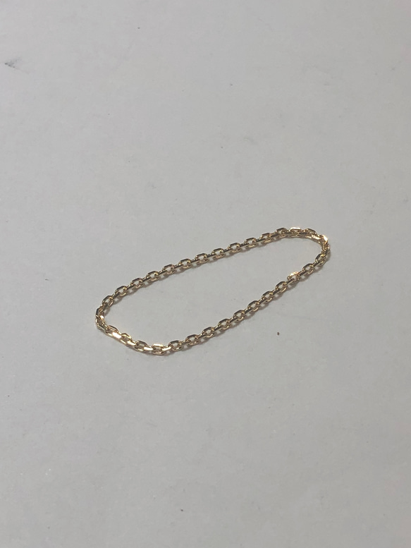 K18  1ミリ幅　カットアズキ　チェーンリング 18金 イエローゴールド リング 指輪 3枚目の画像