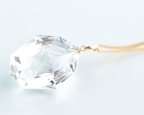 天然白水晶ネックレK18- 54mm つらら クォーツ/白水晶 K18 K18GP 天然石ネックレス