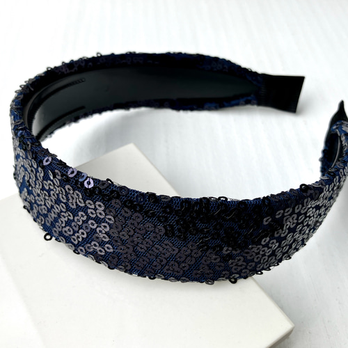 スパンコールのシンプルカチューシャ ネイビー カチューシャ North 
