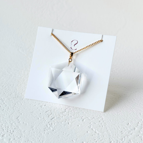 26mm 六芒星 クォーツ/白水晶 K18 K24GP 天然石ネックレス - 六芒星 L