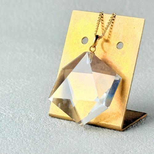 26mm 六芒星 クォーツ/白水晶 K18 K24GP 天然石ネックレス - 六芒星 L