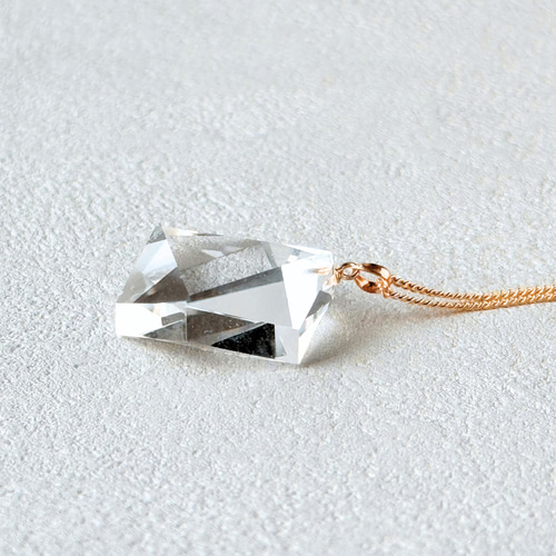 26mm 六芒星 クォーツ/白水晶 K18 K24GP 天然石ネックレス - 六芒星 L