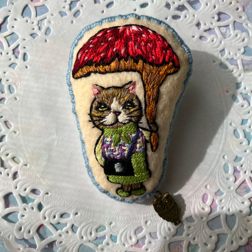 手作り猫刺繍ブローチ （簡単ねこ刺繍のやり方｜猫刺繍ブローチ