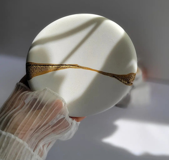 金継ぎ風アクセサリートレイ ディスプレイトレイ ﾎﾜｲﾄ×ｼｬﾝﾊﾟﾝ その他