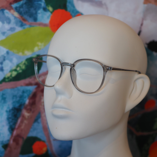 カジュアルラウンド型フレーム｜クリアグレー×シルバー メガネ