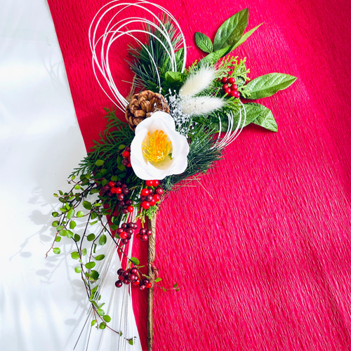 お正月＊良き年を願うフレッシュなグリーンと白椿の爽やかな新作お正月  