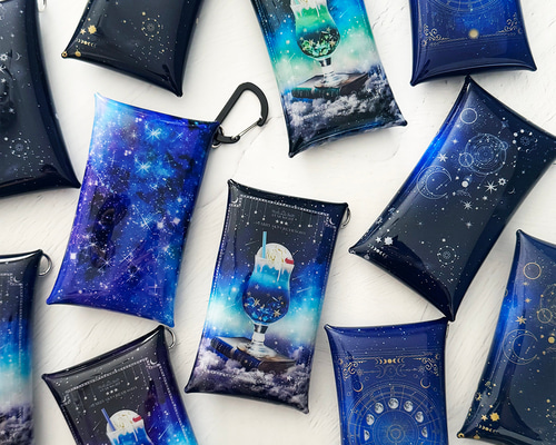 星空と夜空と天体柄の PVCマルチケース（小） 小銭入れ・コインケース