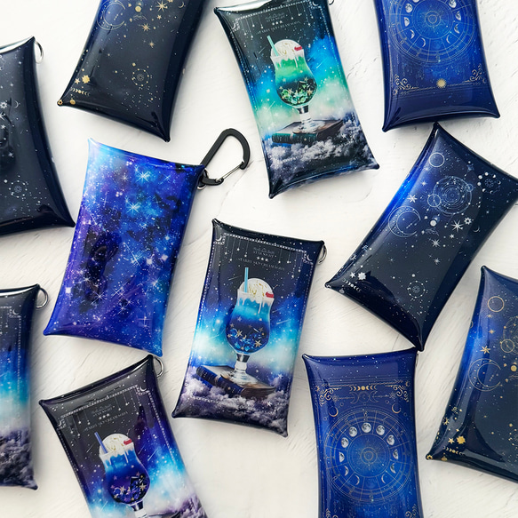 星空と夜空と天体柄の PVCマルチケース（小） 小銭入れ・コインケース