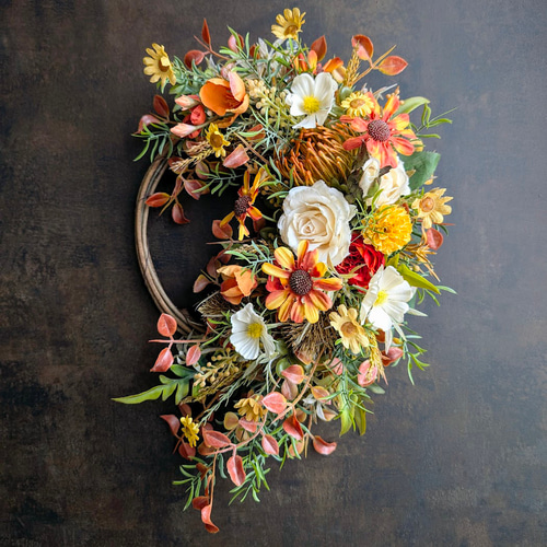 秋色のハーフリース リース estilo 通販 18245345｜Creema(クリーマ)