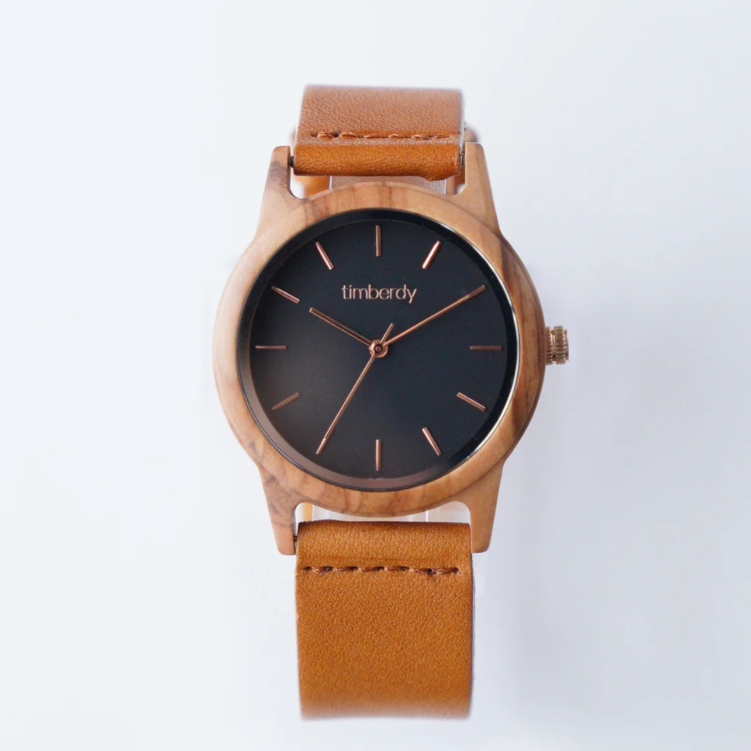 木製腕時計クリスマス 腕時計  木 腕時計 オリーブの木 ペアウォッチ  キャメル ピンクゴールド