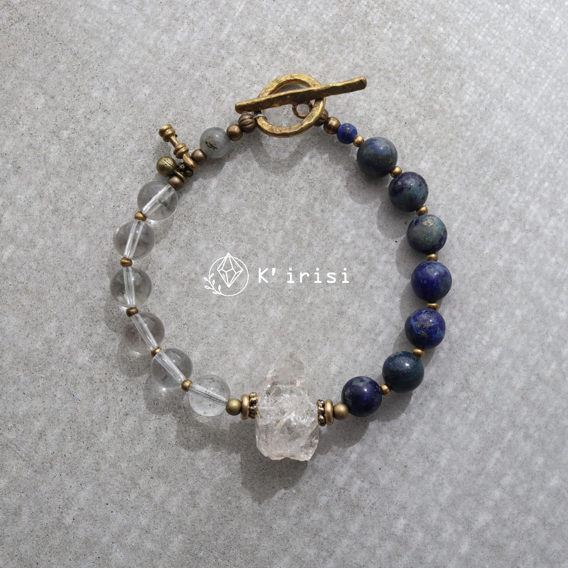 原石 ラフロック水晶 × ラピスラズリ　大ぶりブレスレット 【再販】