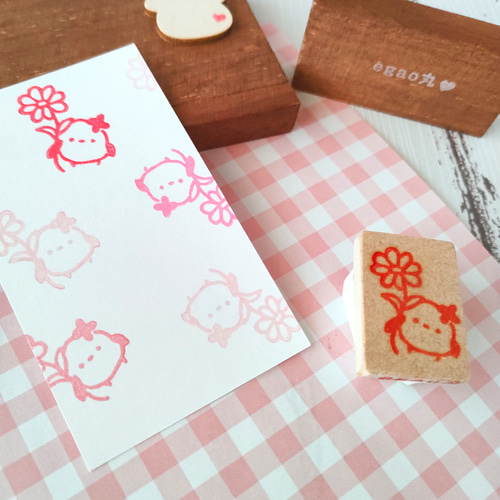 お花とシマエナガちゃん』消しゴムはんこ はんこ・スタンプ egao丸