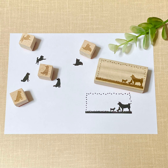 柴犬のシルエットはんこ 5点おまとめセット はんこ・スタンプ MOON  