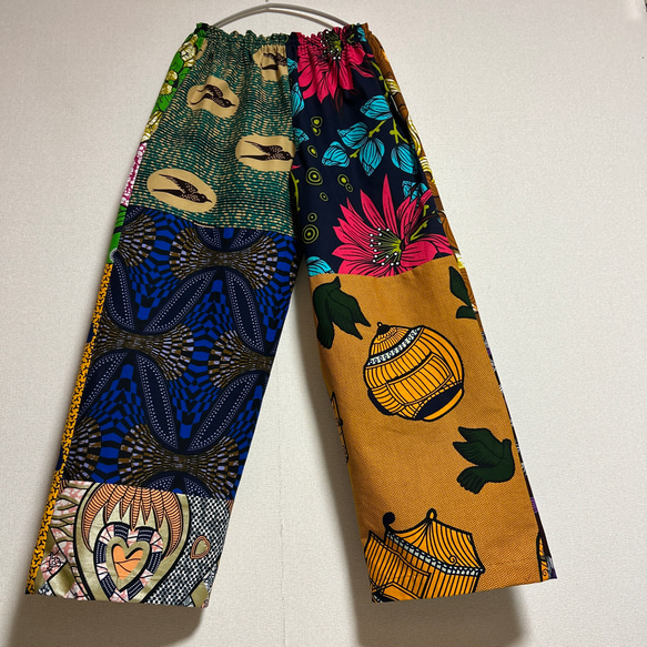 アフリカ生地パッチパンツハンドメイドパンツ