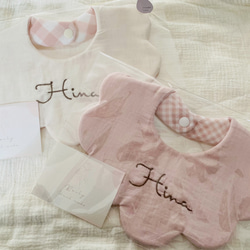 新色ブルー＊ブルー花柄入荷】刺繍♡お名前入り♡ハンドメイドスタイ