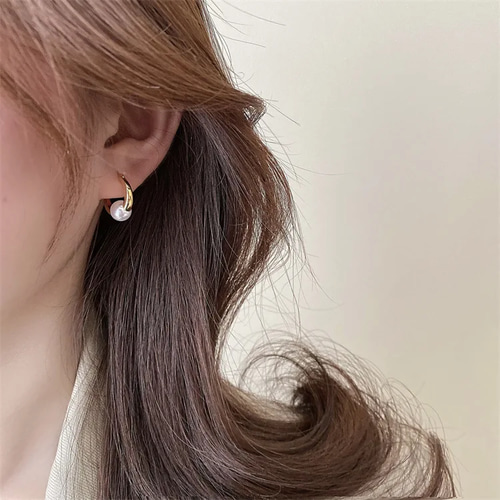 Pearl×Gold mini*フープピアス♡ ピアス（フープ） Ririkuru