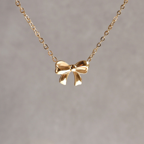 小ぶりリボンネックレス サージカルステンレス ゴールド/シルバー 金属