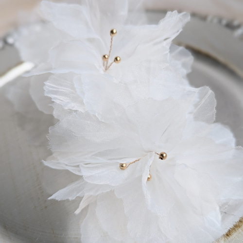 オリジナル シフォンフラワー × ピンク 髪飾り 【 成人式