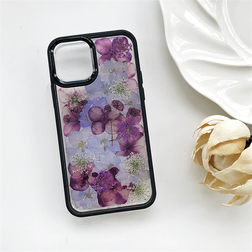 千鳥草ケース 紫陽花ケース iPhone16Proケース シリコンケース