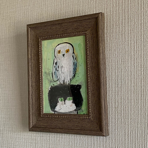 原画 アート 絵画 画家 フクロウ 梟 鳥 雛鳥 小鳥 縁起物 動物 白い鳥