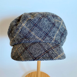 ふんわりキャスケット＊クラシカルなコットンツイード＊チェック柄＊選べるサイズのレディース帽子 5枚目の画像