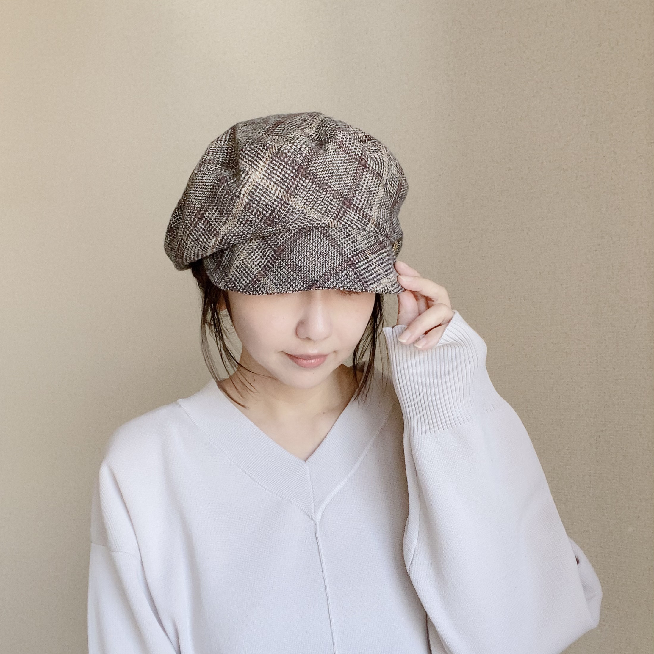 お茶目綿麻ふんわりキャスケット い◆Lサイズ★ハンドメイド お茶目綿麻ふんわりキャスケット あ◇Lサイズ☆ハンドメイド