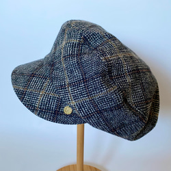 ふんわりキャスケット＊クラシカルなコットンツイード＊チェック柄＊選べるサイズのレディース帽子 2枚目の画像