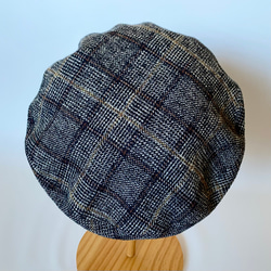 ふんわりキャスケット＊クラシカルなコットンツイード＊チェック柄＊選べるサイズのレディース帽子 6枚目の画像
