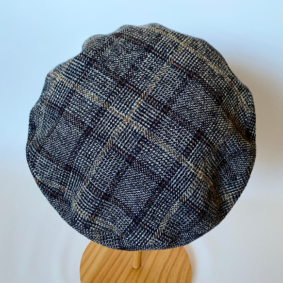 ふんわりキャスケット＊クラシカルなコットンツイード＊チェック柄＊選べるサイズのレディース帽子 6枚目の画像