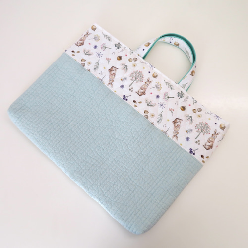 ヌビ布【mint】×うさぎのレッスンバッグ レッスンバッグ *norie