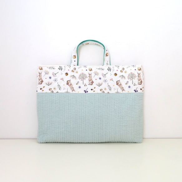 ヌビ布【mint】×うさぎのレッスンバッグ レッスンバッグ *norie
