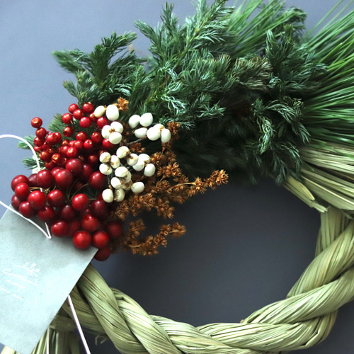 フレッシュグリーン 松と南天のお正月飾り しめ縄 しめ縄・しめ飾り