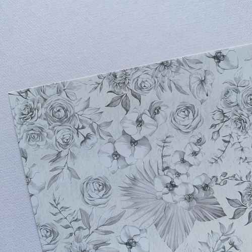 オリジナル デザインペーパー デッサンフラワー A4 10枚 包装紙  