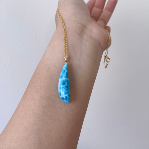 35.3mm 天然無処理 ラリマー ペンダントトップ k8 ネックレス