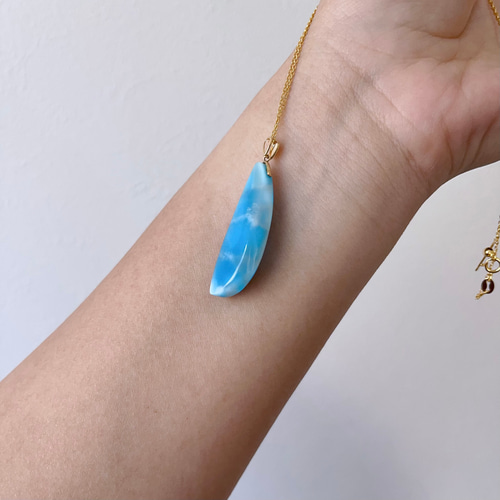 35.3mm 天然無処理 ラリマー ペンダントトップ k8 ネックレス