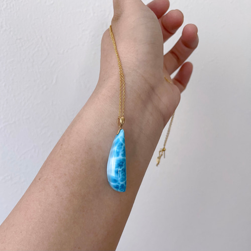 35.3mm 天然無処理 ラリマー ペンダントトップ k8 ネックレス