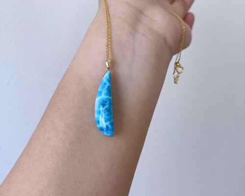 35.3mm 天然無処理 ラリマー ペンダントトップ k8 ネックレス