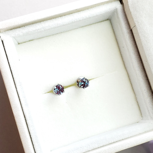 希少天然石アレキサンドライト スタッドピアス ラウンド 3mm 希少天然