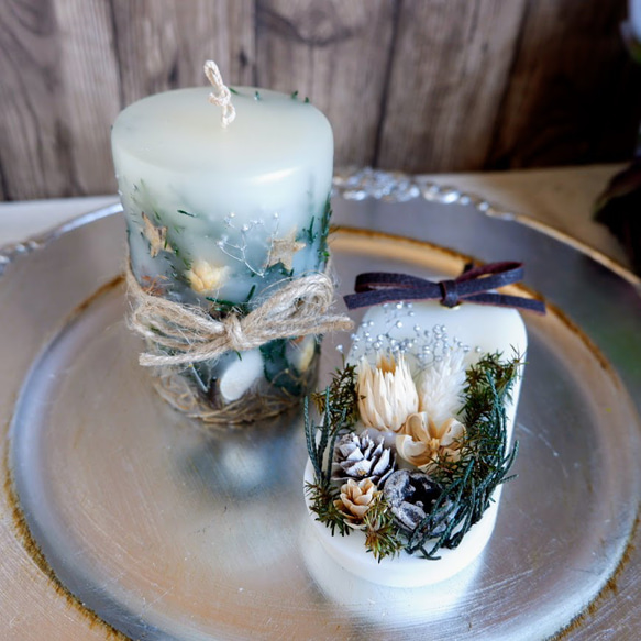 秋冬限定2点セット】＊バニラ＊ 3DボタニカルキャンドルS＆サシェ  