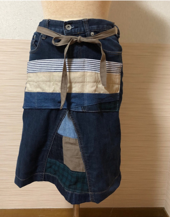 デニムエプロン スカート リメイクジーンズ タイトスカート Ohana 通販