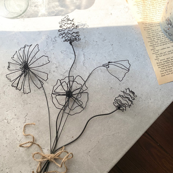 ワイヤーアート スワッグ フェイクフラワー 花束 フラワーアート