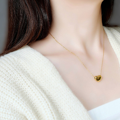 ハートネックレス ゴールド シルバー サージカルステンレス 金属
